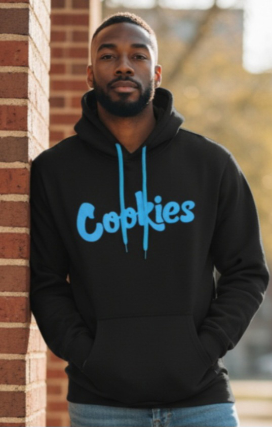 Cookies Black Hoodie Blue - back