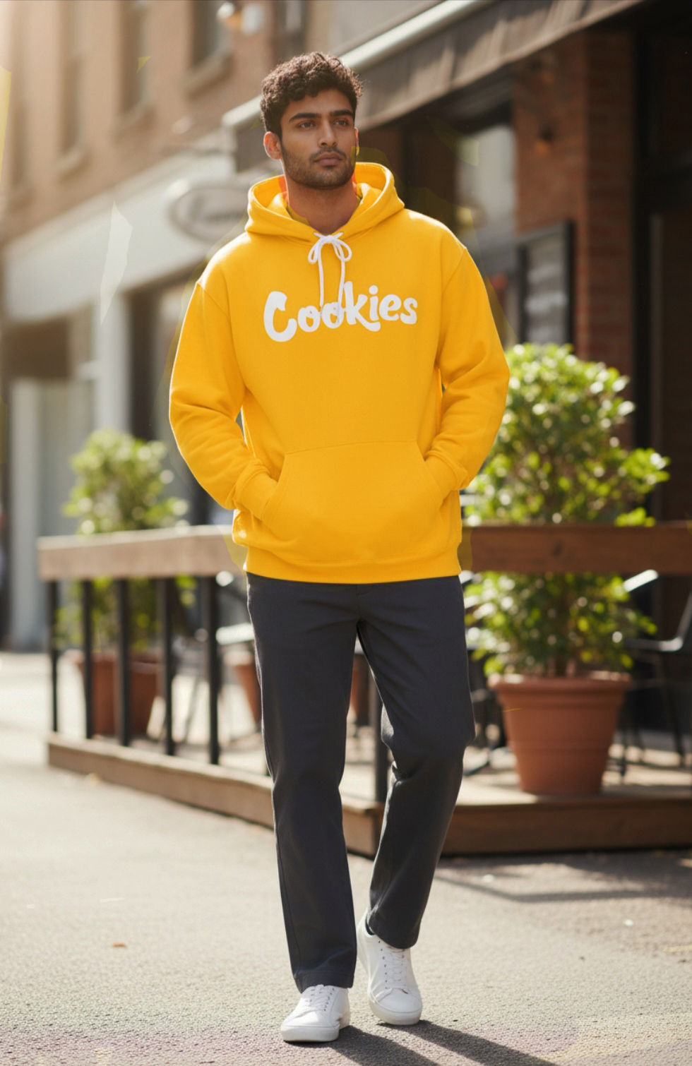 Cookies Orange Hoodie Cream Logo