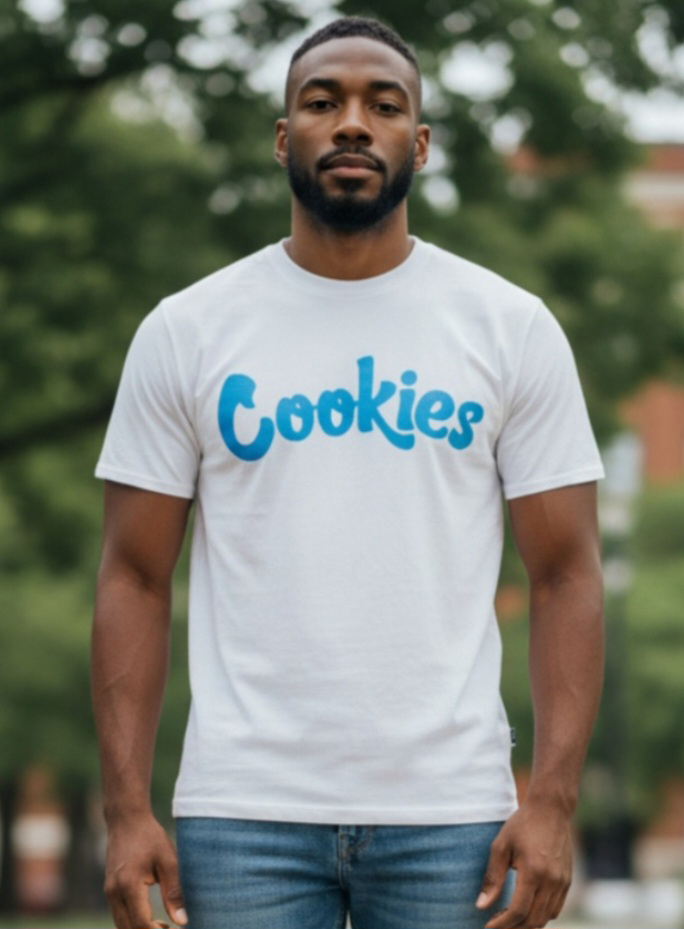 Cookies White Tee Blue Logo